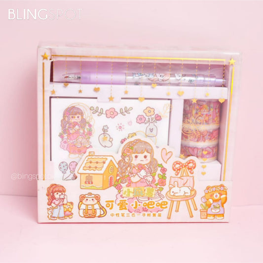 Kawai Girl Washi Tape & Stickers & Stationery Set